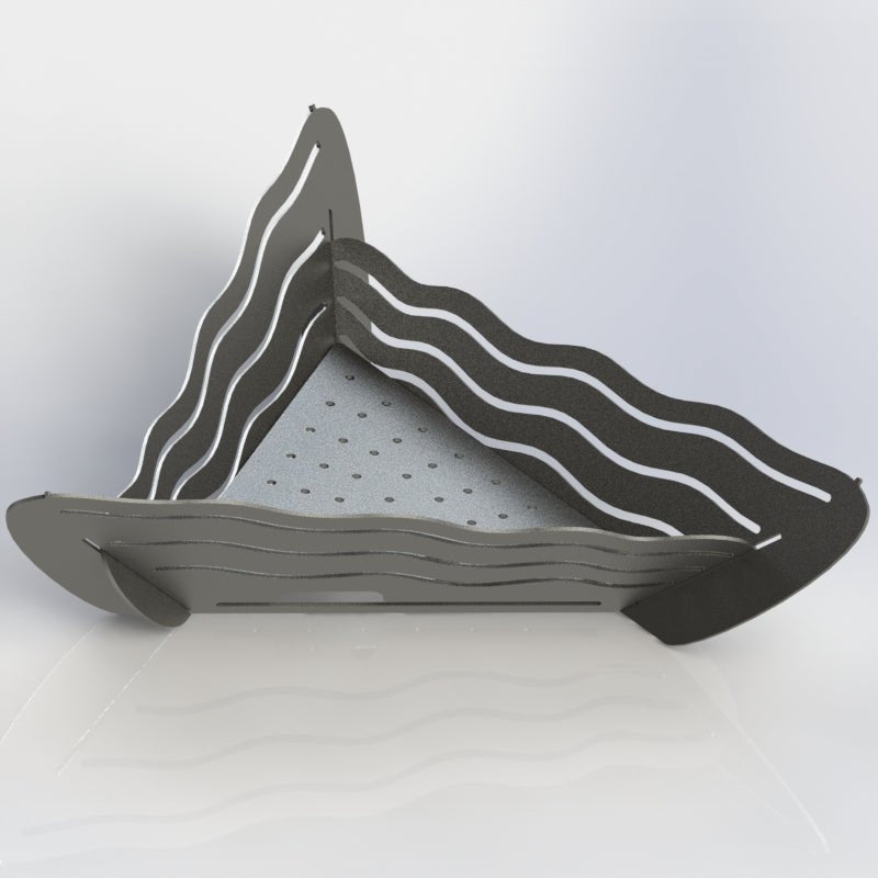 Collapsible Triangle Fire Pit DXF for CNC Wavy design with Grill-DXFforCNC.com