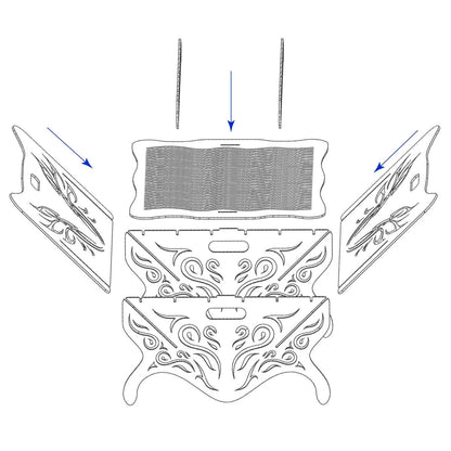 Fire Pit Collapsible Portable Ornaments Leaves-DXF files cut ready for CNC machines-dxfforcnc.com