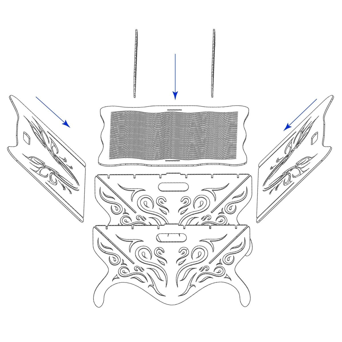 Fire Pit Collapsible Portable Ornaments Leaves-DXF files cut ready for CNC machines-dxfforcnc.com