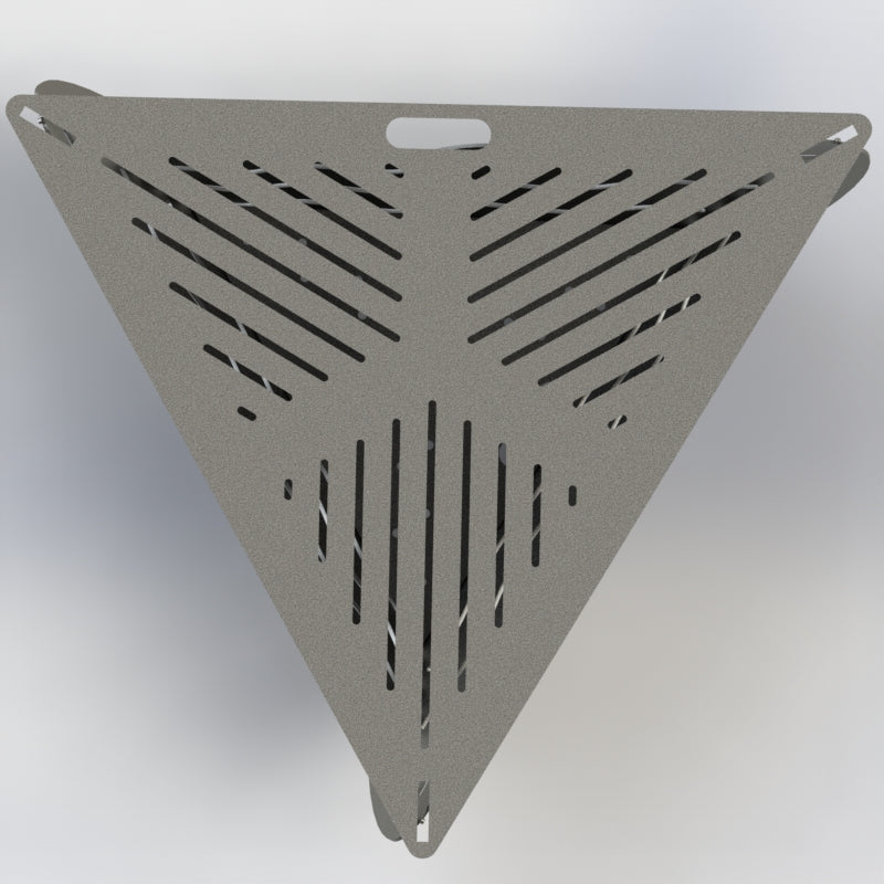 Collapsible Triangle Fire Pit DXF for CNC Wavy design with Grill-DXFforCNC.com