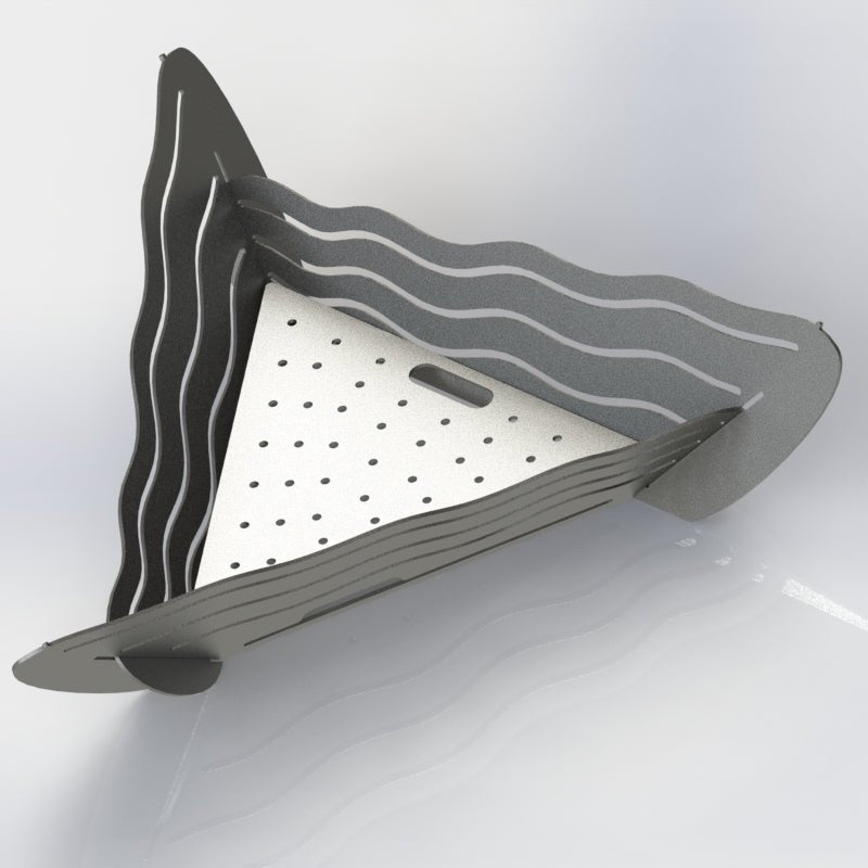 Collapsible Triangle Fire Pit DXF for CNC Wavy design with Grill-DXFforCNC.com