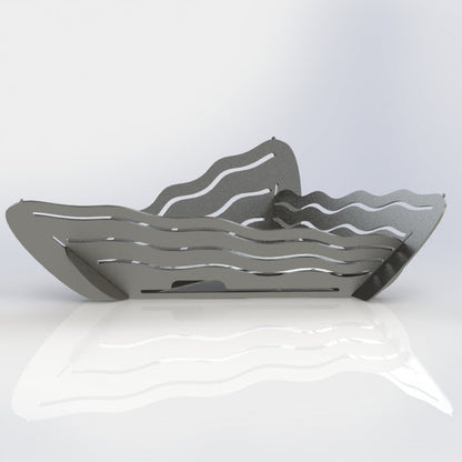 Collapsible Triangle Fire Pit DXF for CNC Wavy design with Grill-DXFforCNC.com