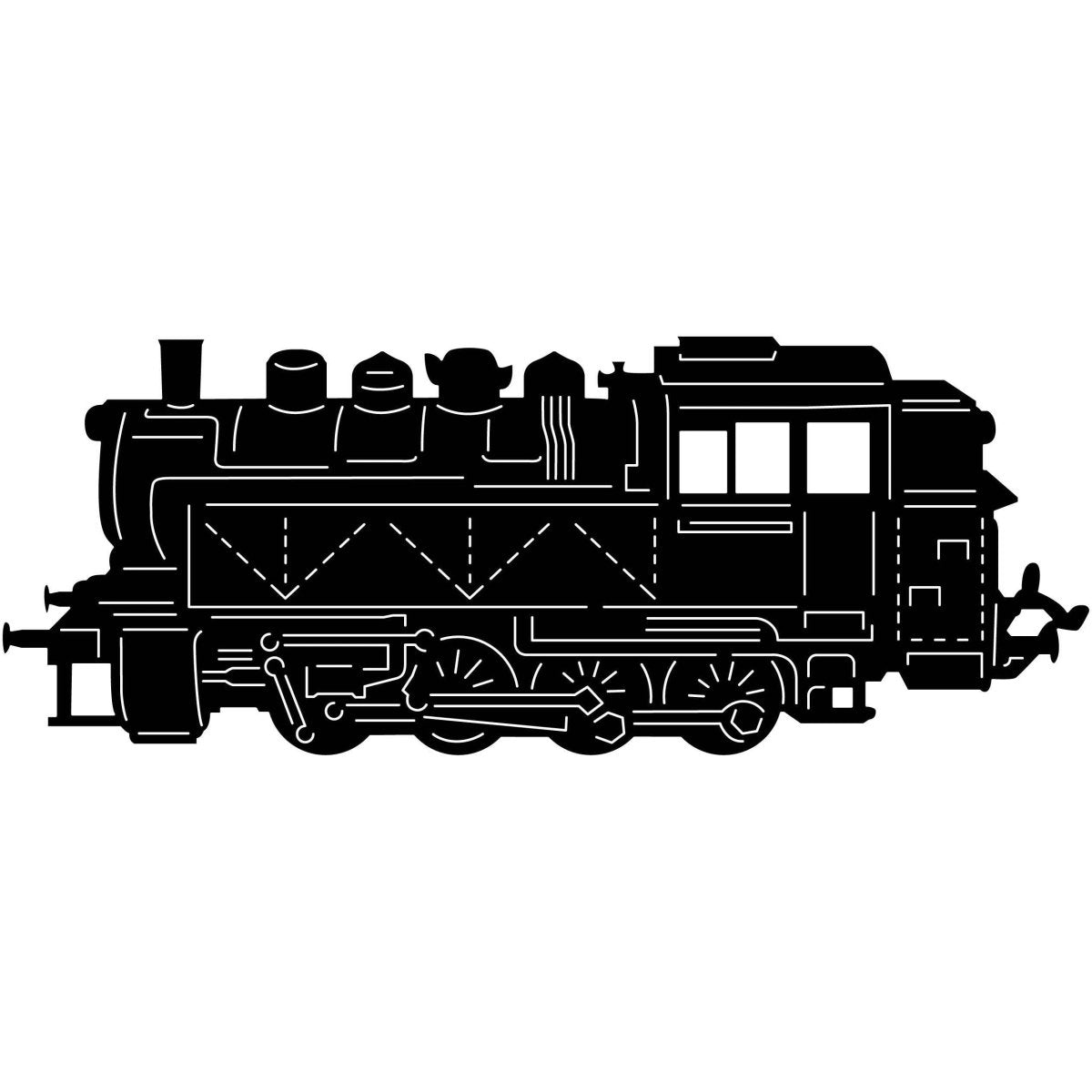 Antique Steam Locomotive Trains 09 DXF File Cut Ready for CNC