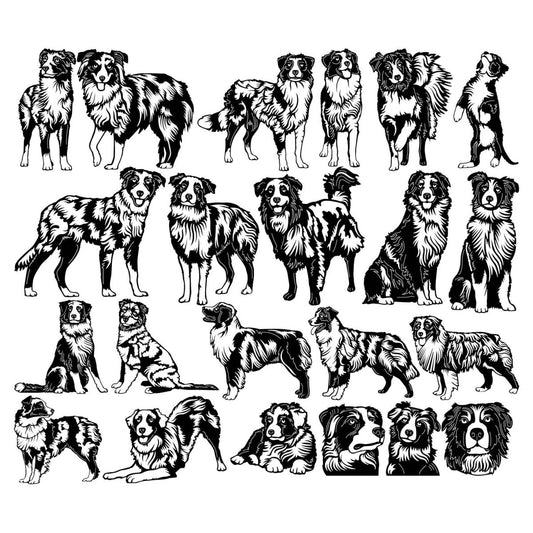 Australian Shepherd Dogs-DXF files Cut Ready for CNC-DXFforCNC.com