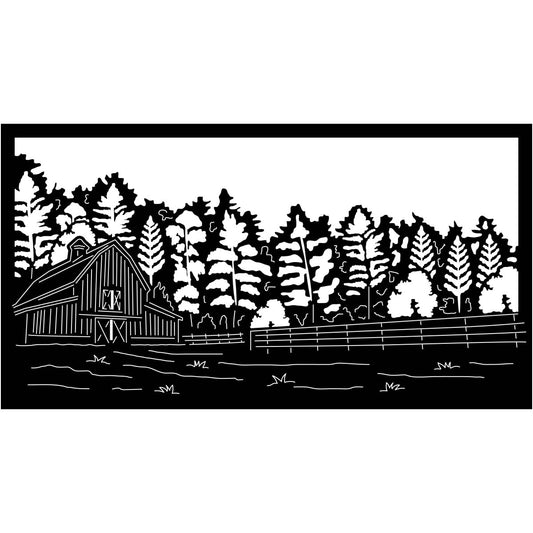 Barn and Trees Scene-DXF files Cut Ready for CNC-DXFforCNC.com