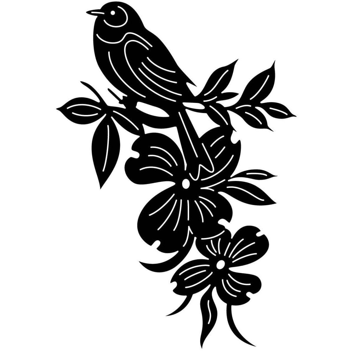 Bird on leaf and flowers