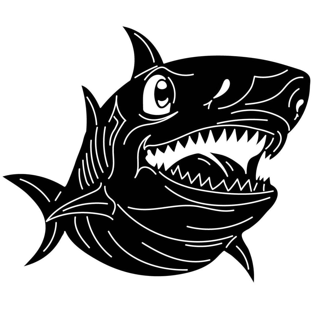 Friendly Fin Frenzy: FREE Cartoon Shark 01 DXF File | Pixar-Inspired Wall Art