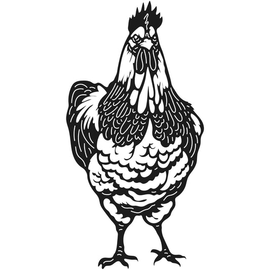 FREE Chicken DXF File - Cartoon Pixar Style, CNC Designs, Farm Decor, Playful Gifts