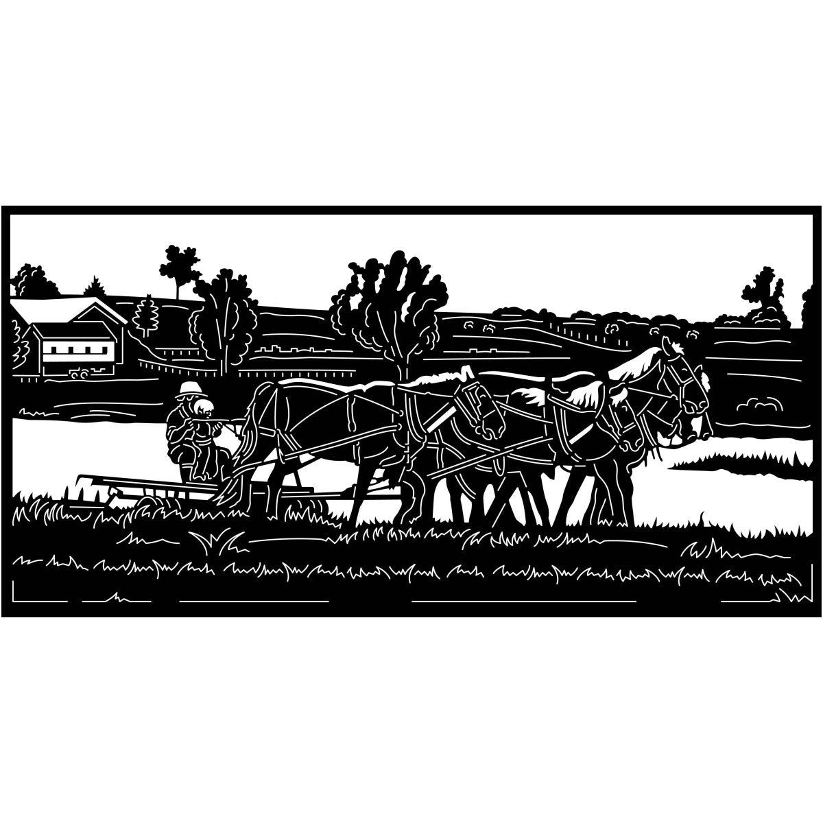 Farmer Plow Farms Scene-DXF files Cut Ready for CNC-DXFforCNC.com