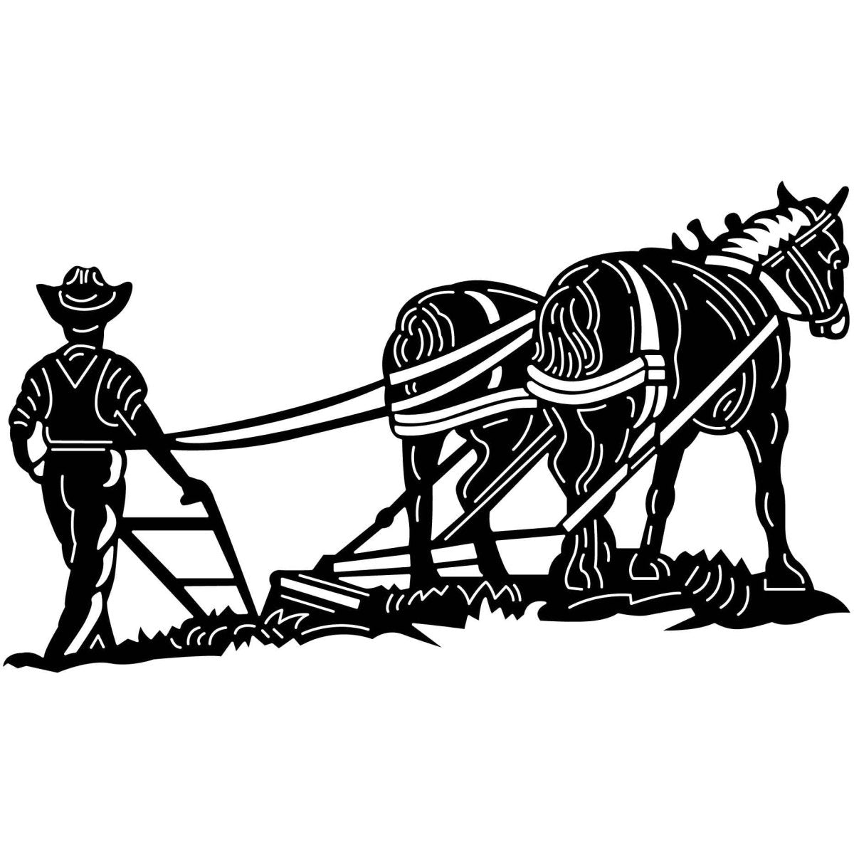 Cowboy and Plow Views-DXF files cut ready for cnc -DXFforCNC.com