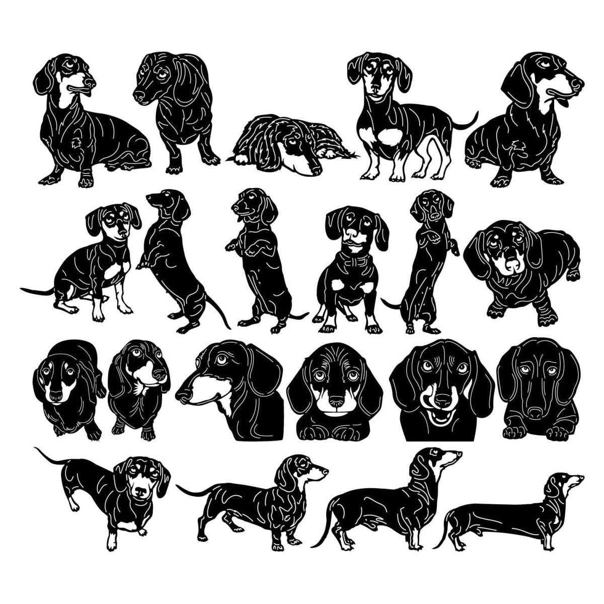 Dachshund Dogs-DXF files Cut Ready for CNC-DXFforCNC.com