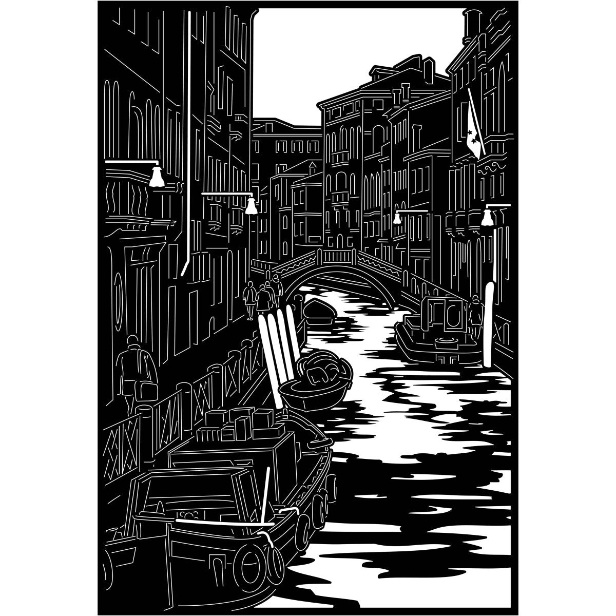 Gondola Rides in Venice View-DXF files Cut Ready for CNC-DXFforCNC.com