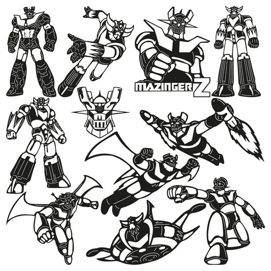 Retro Anime Heroes: Grendizer & Great Mazinger DXF Files | Metal Wall Art