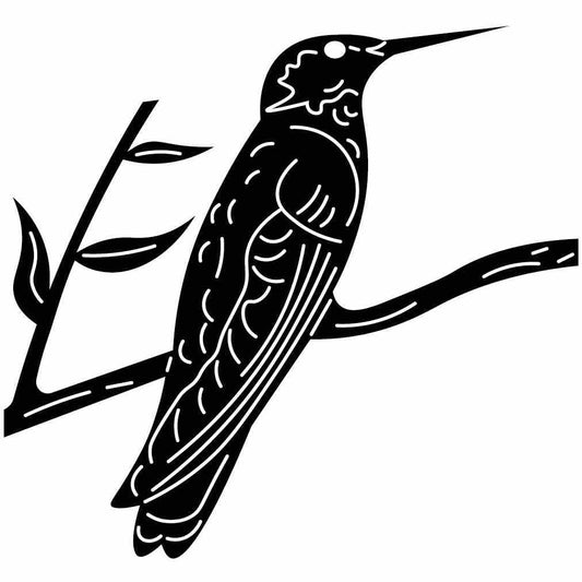 Hummingbird on Branch Free-DXF files Cut Ready CNC Designs-DXFforCNC.com