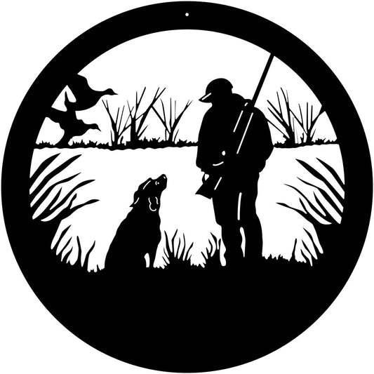 Hunting Man and Dog Scene - DXF files Cut Ready CNC Designs -DXFforCNC.com 