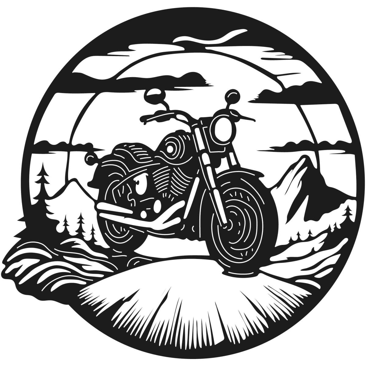 Motorcycle scene 09 DXF File Cut Ready for CNC