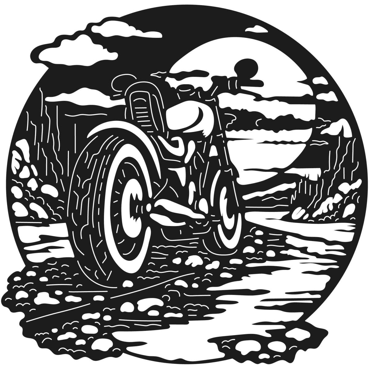 Motorcycle scene 12 DXF File Cut Ready for CNC