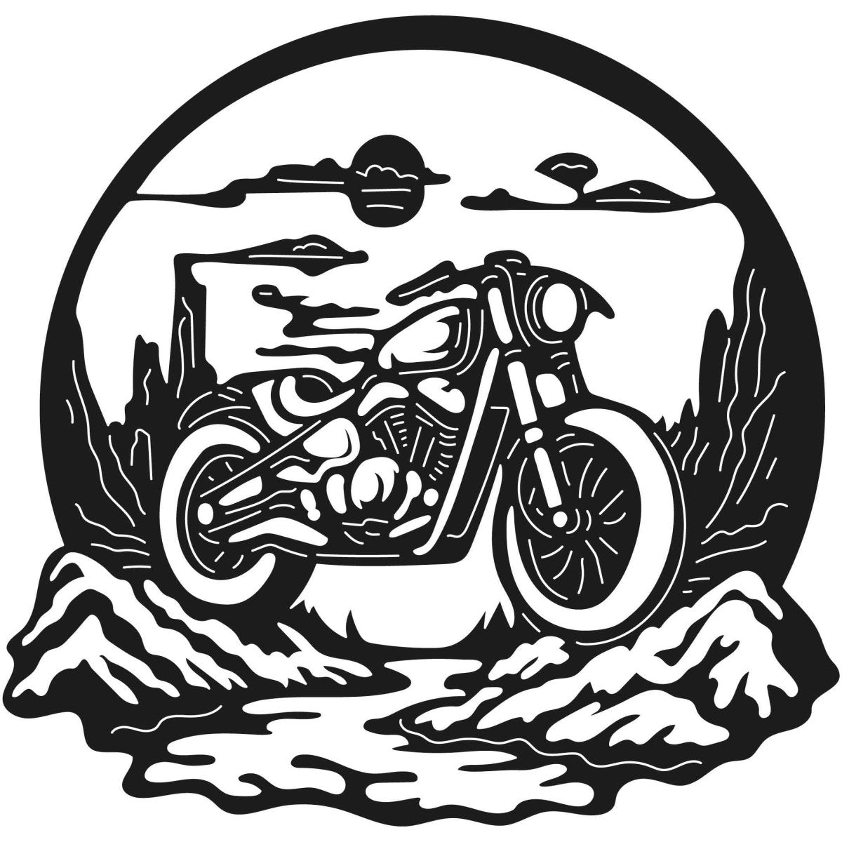 Motorcycle scene 15 DXF File Cut Ready for CNC