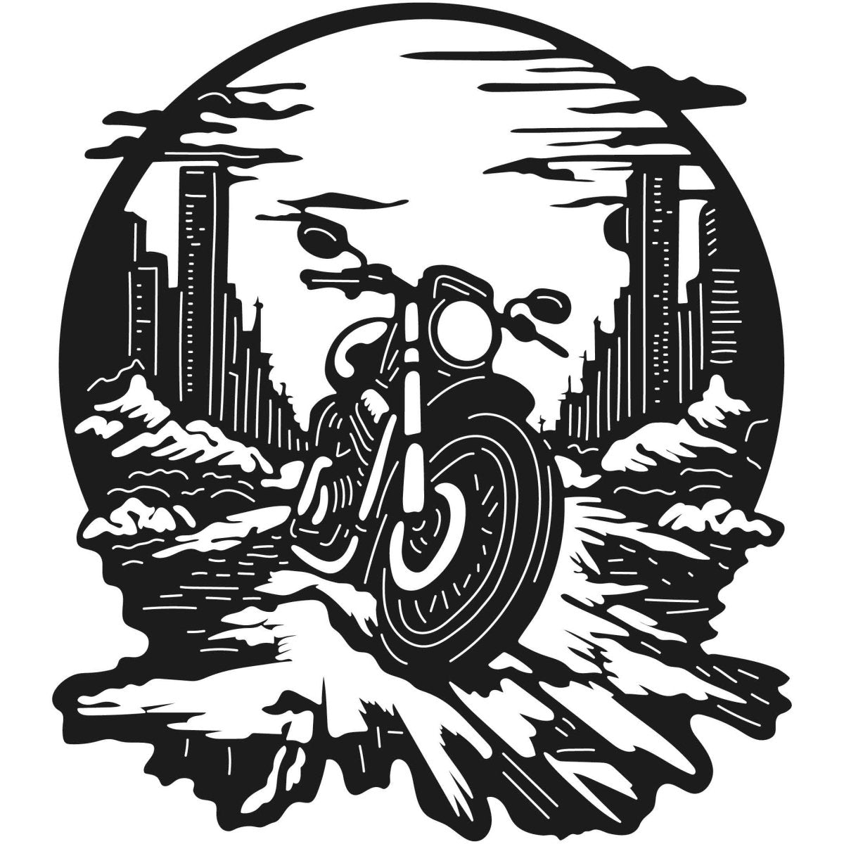 Motorcycle scene 20 DXF File Cut Ready for CNC