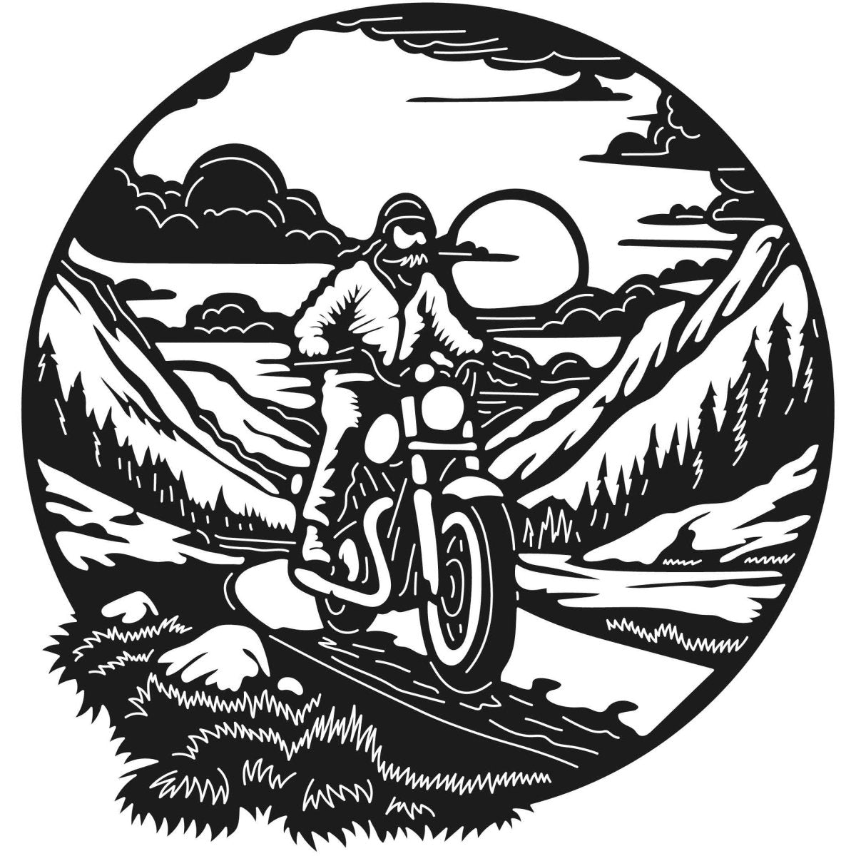 Motorcycle scene 33 DXF File Cut Ready for CNC