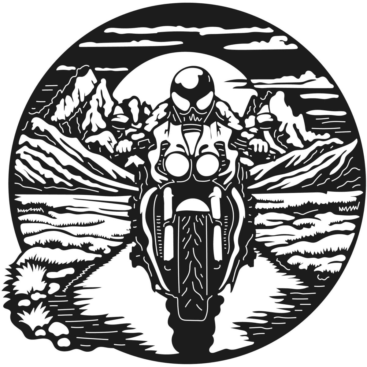 Motorcycle scene 36 DXF File Cut Ready for CNC