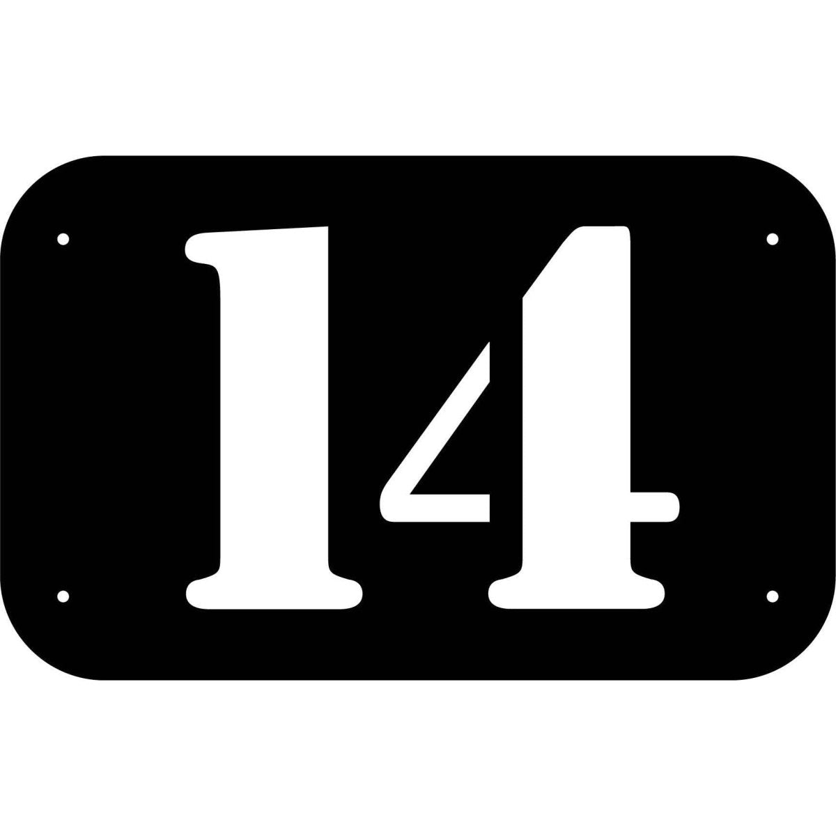 Number 14 in rounded Square Plaque DXF File Cut Ready for CNC