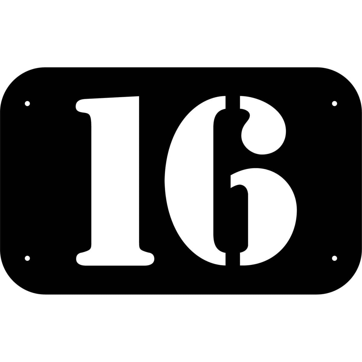 Number 16 in rounded Square Plaque DXF File Cut Ready for CNC