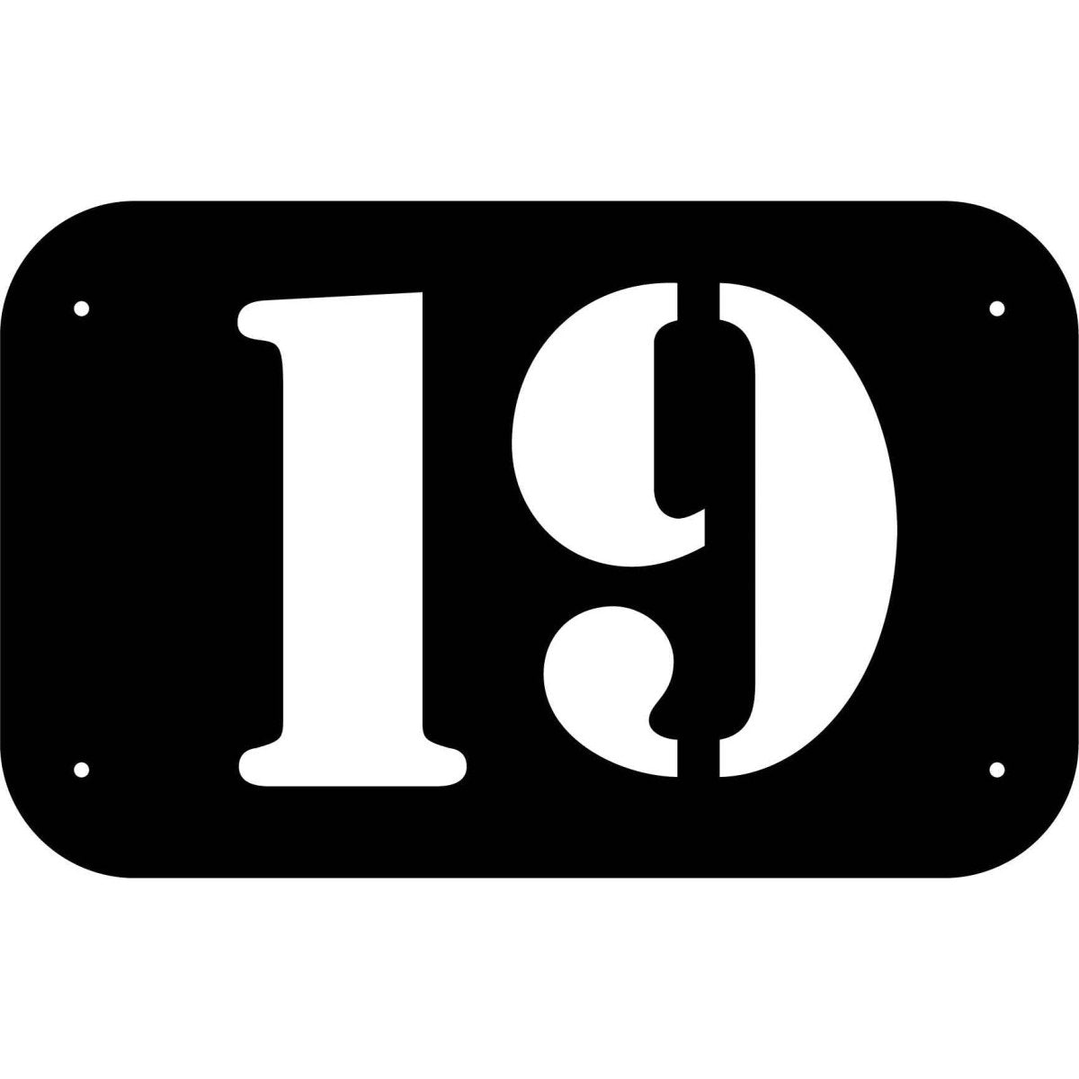 Number 19 in rounded Square Plaque DXF File Cut Ready for CNC