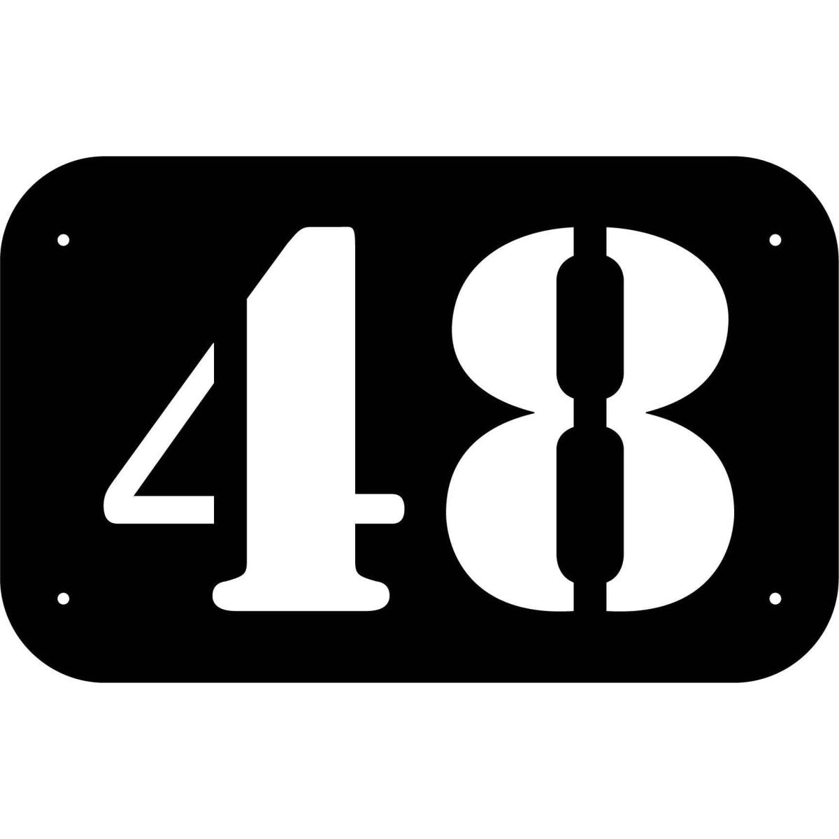 Number 48 in rounded Square Plaque DXF File Cut Ready for CNC