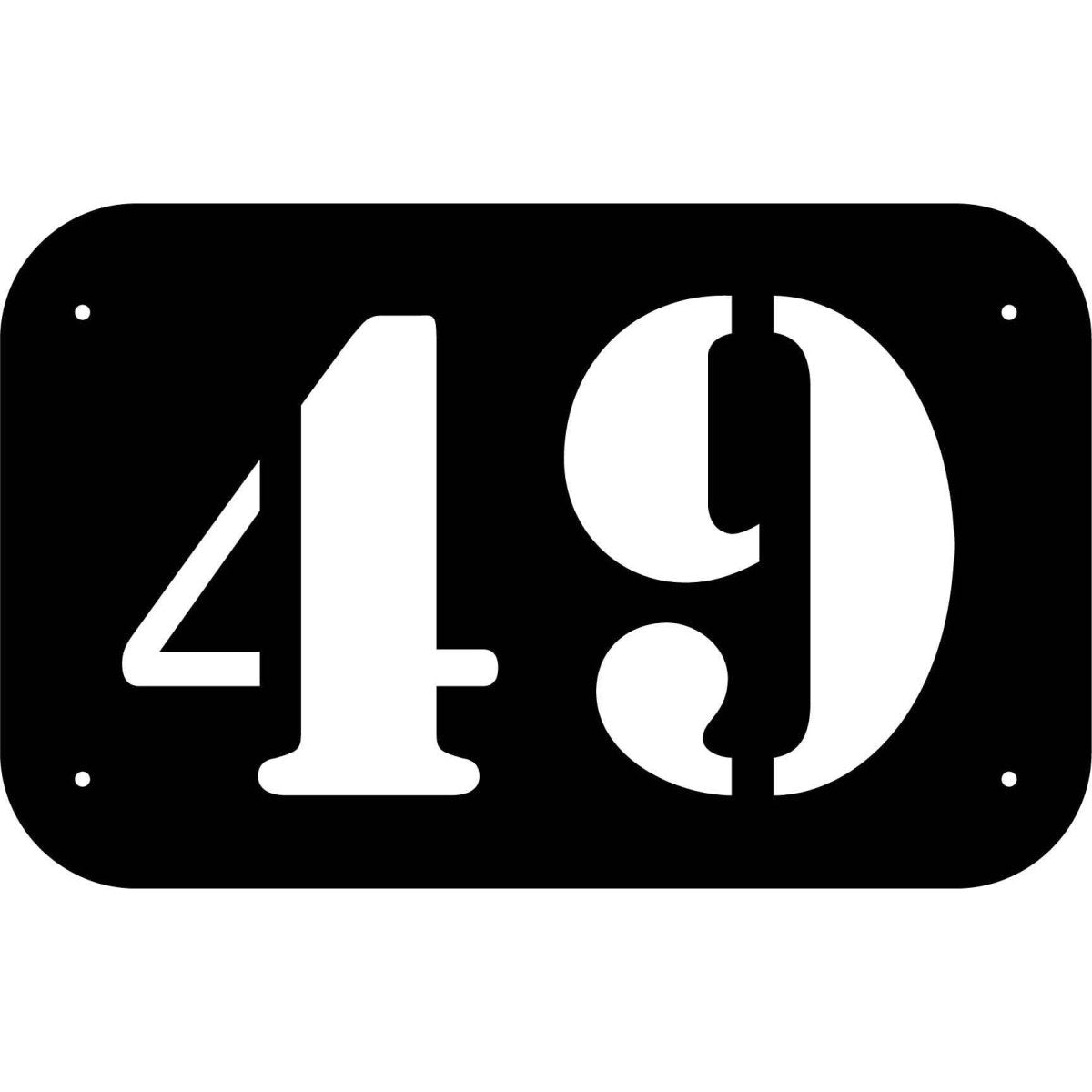 Number 49 in rounded Square Plaque DXF File Cut Ready for CNC