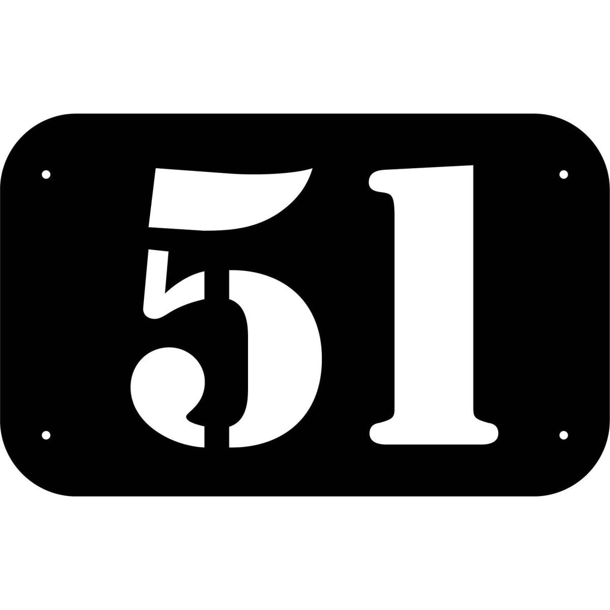 Number 51 in rounded Square Plaque DXF File Cut Ready for CNC