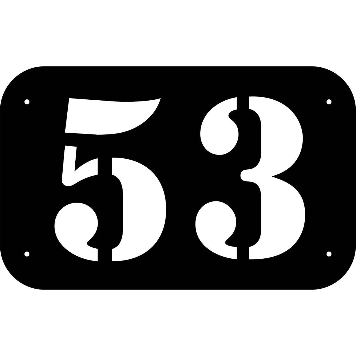 Number 53 in rounded Square Plaque DXF File Cut Ready for CNC