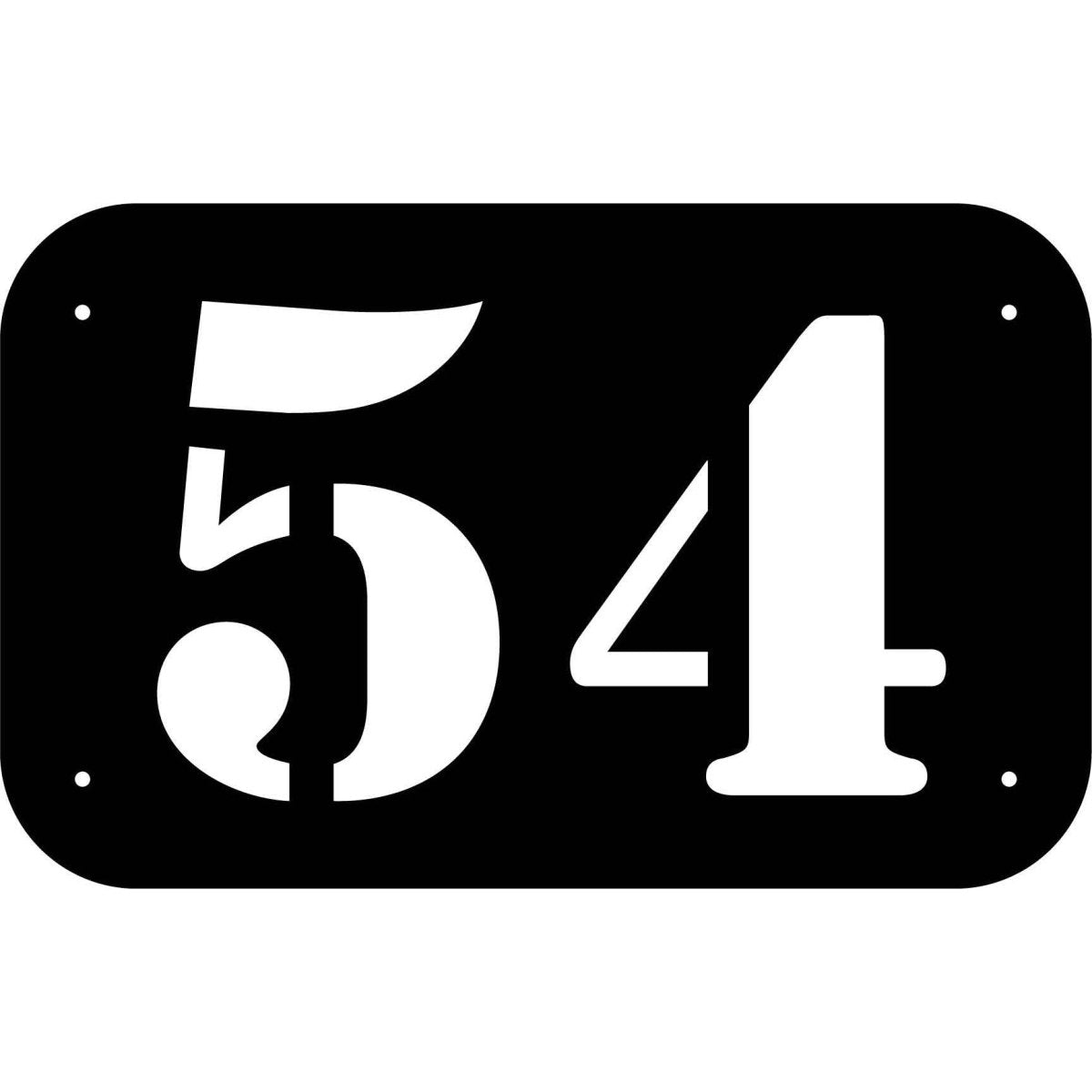 Number 54 in rounded Square Plaque DXF File Cut Ready for CNC