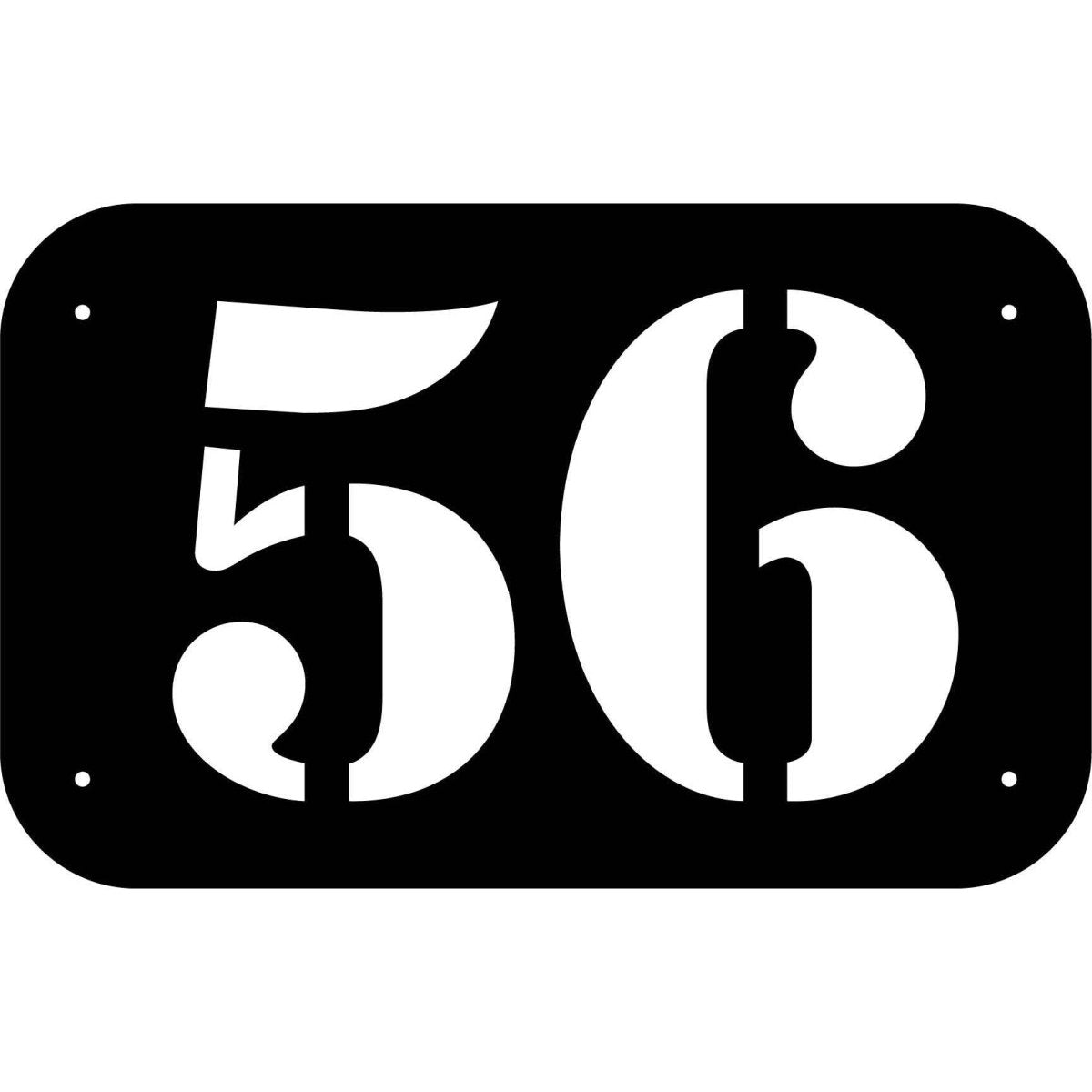 Number 56 in rounded Square Plaque DXF File Cut Ready for CNC