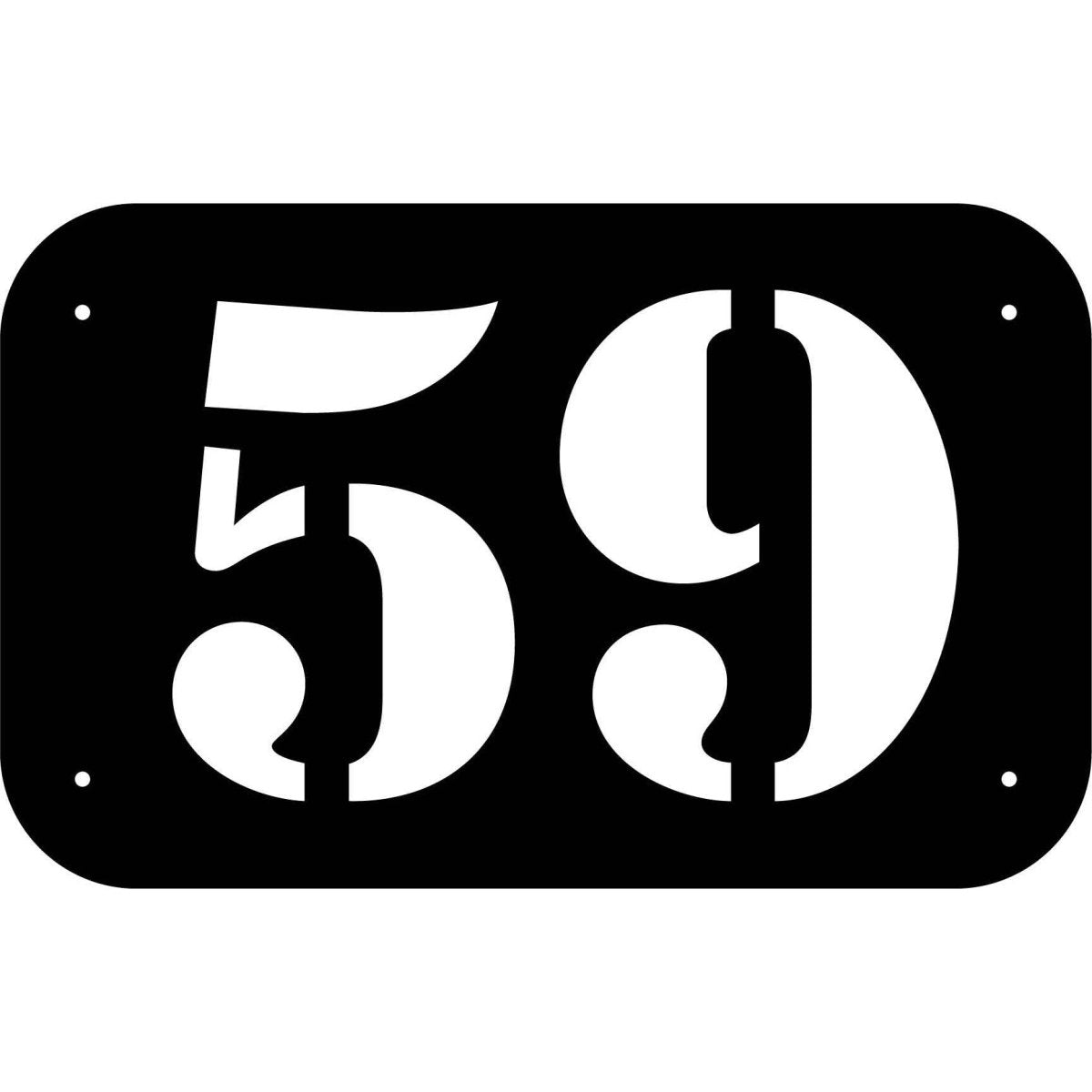 Number 59 in rounded Square Plaque DXF File Cut Ready for CNC