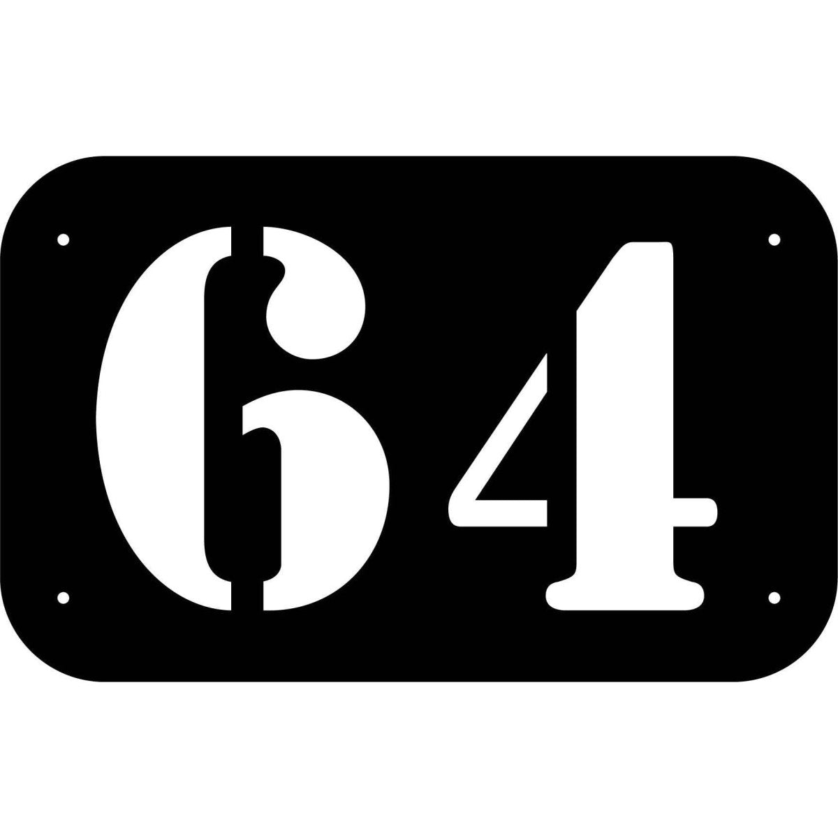 Number 64 in rounded Square Plaque DXF File Cut Ready for CNC