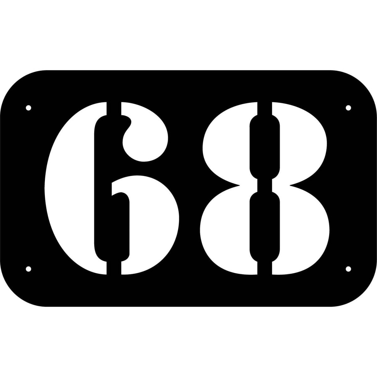 Number 68 in rounded Square Plaque DXF File Cut Ready for CNC