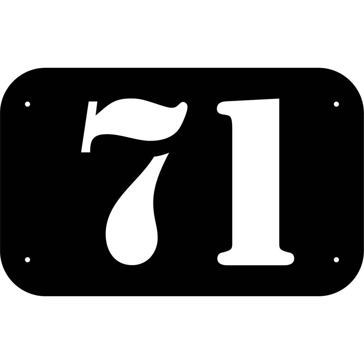 Number 71 in rounded Square Plaque DXF File Cut Ready for CNC