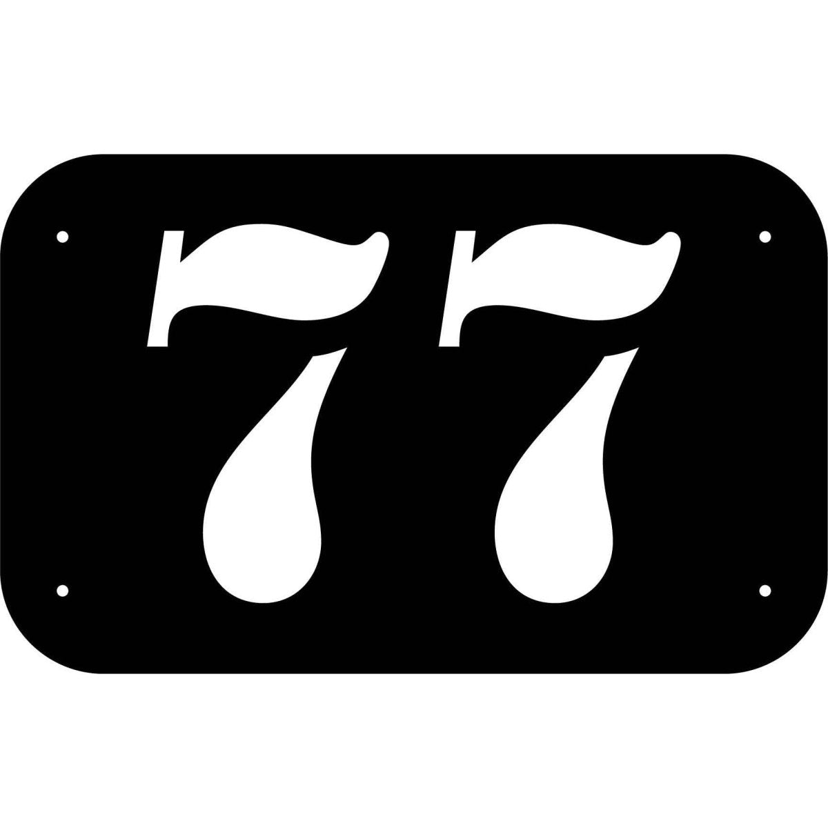 Number 77 in rounded Square Plaque DXF File Cut Ready for CNC