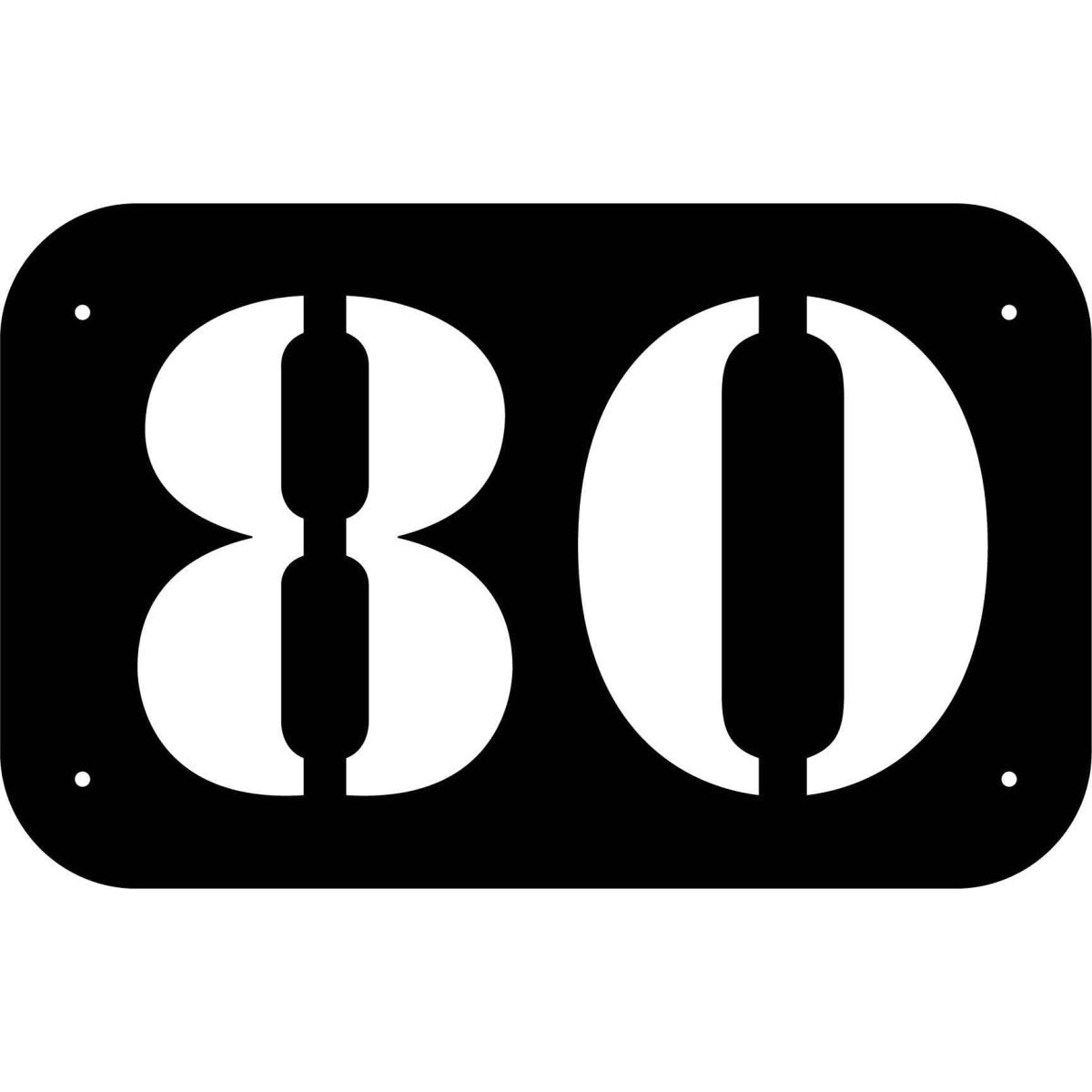 Number 80 in rounded Square Plaque DXF File Cut Ready for CNC