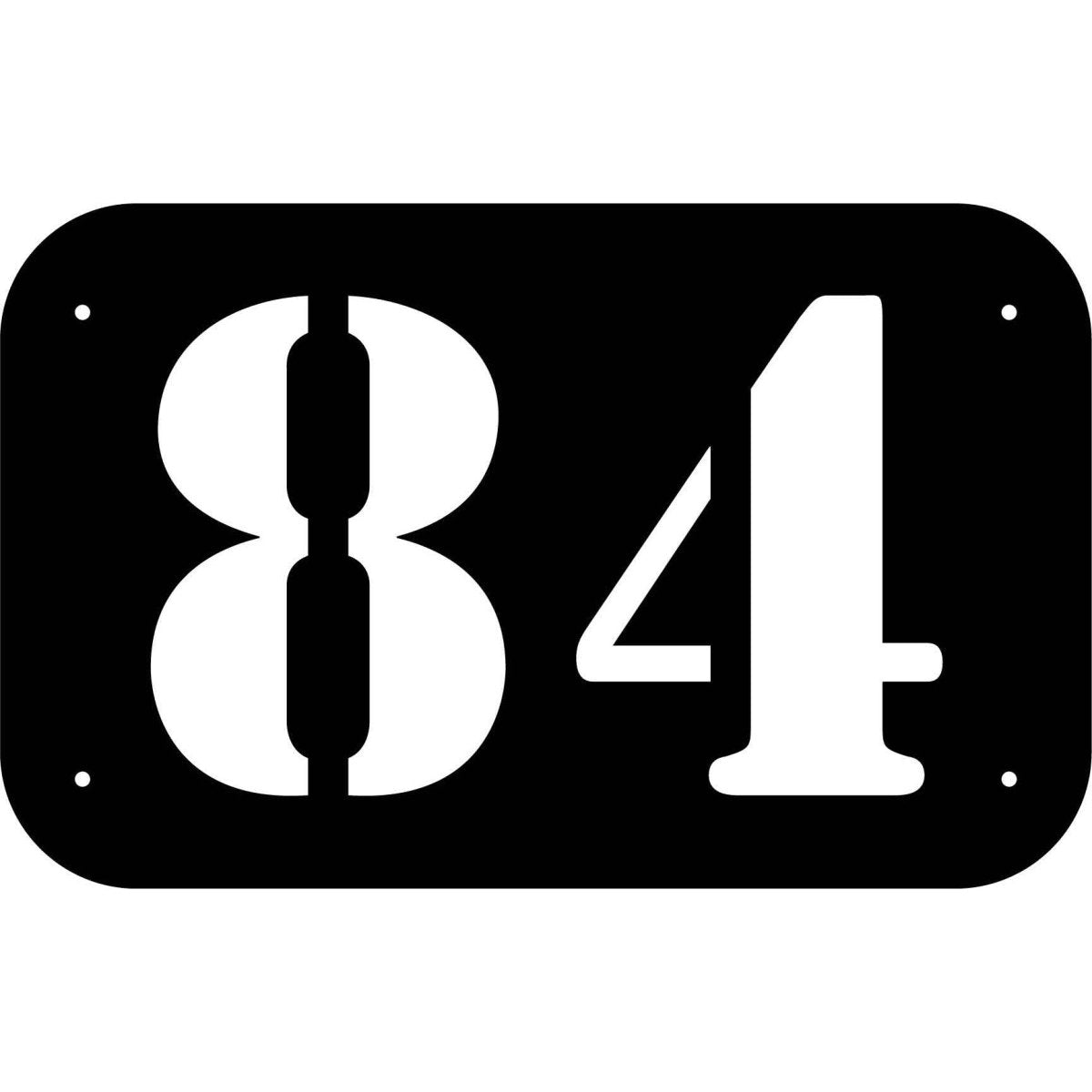 Number 84 in rounded Square Plaque DXF File Cut Ready for CNC