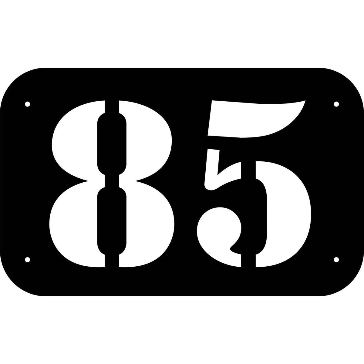 Number 85 in rounded Square Plaque DXF File Cut Ready for CNC