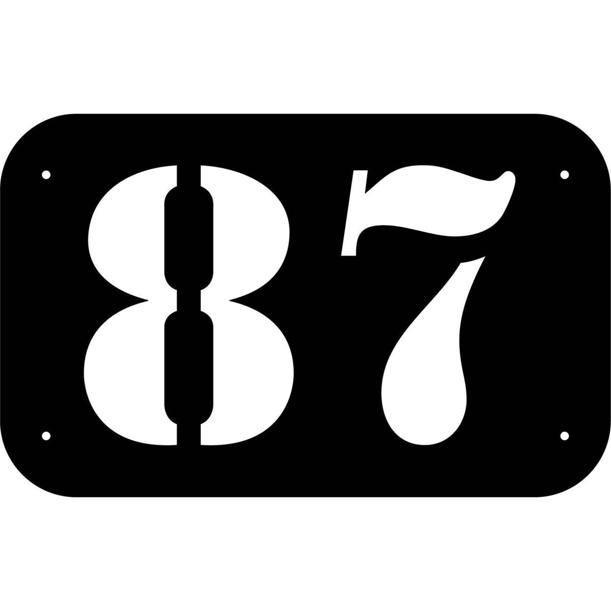 Number 87 in rounded Square Plaque DXF File Cut Ready for CNC