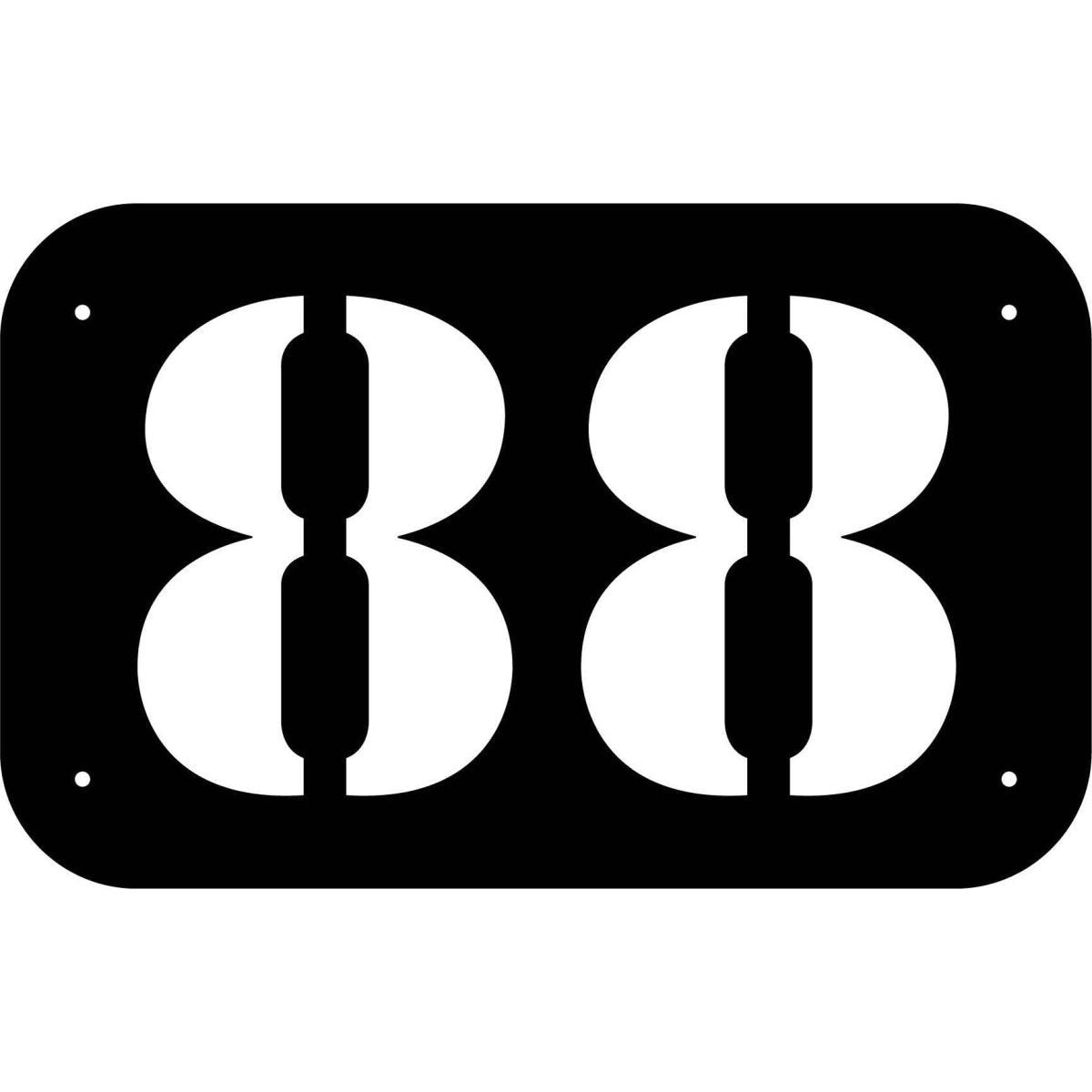 Number 88 in rounded Square Plaque DXF File Cut Ready for CNC