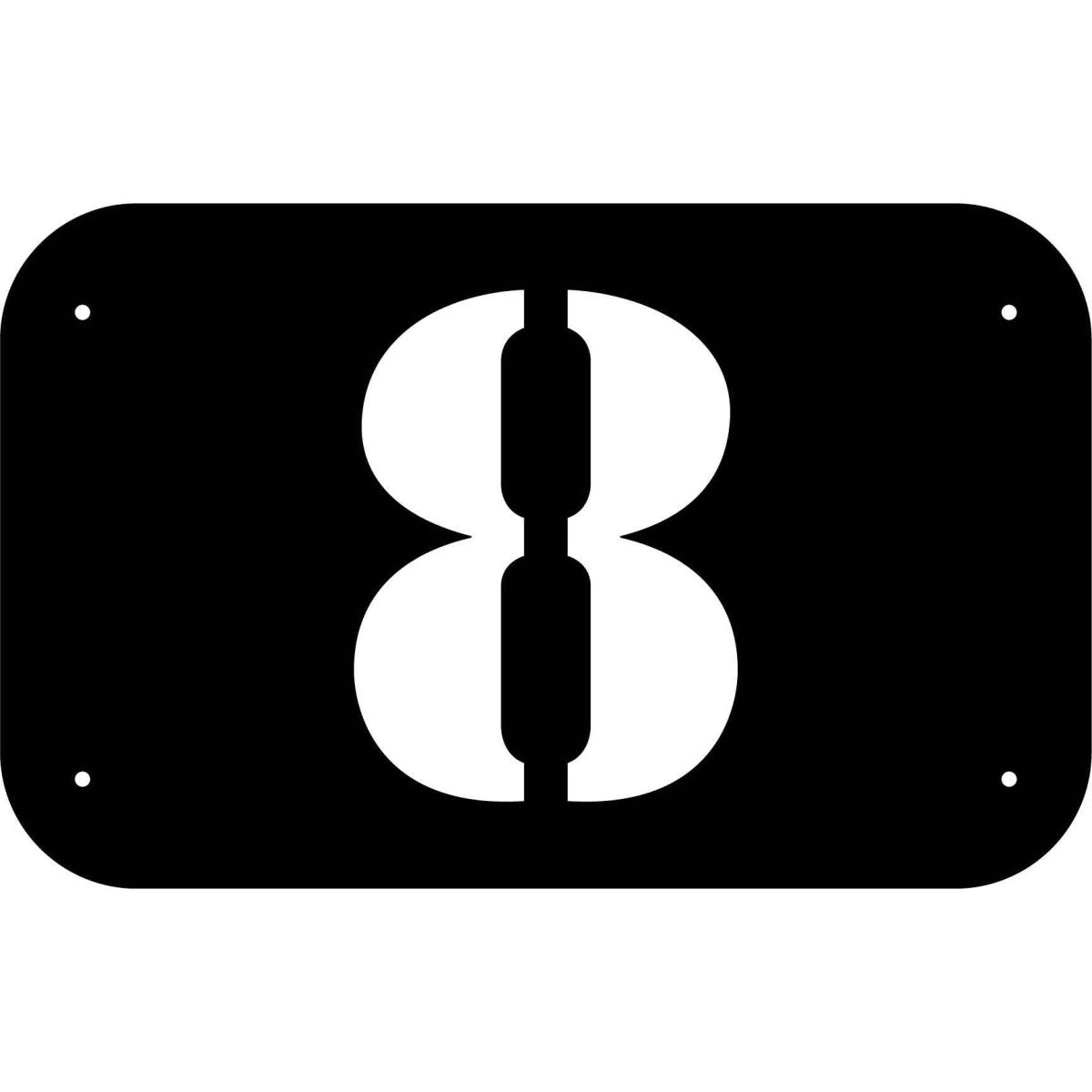 Number 8 in rounded Square Plaque DXF File Cut Ready for CNC