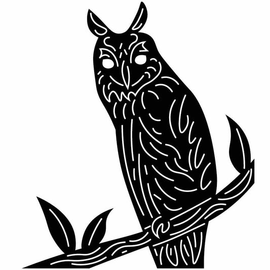 Owl on Branch Free-DXF files cut ready for CNC-DXFforCNC.com