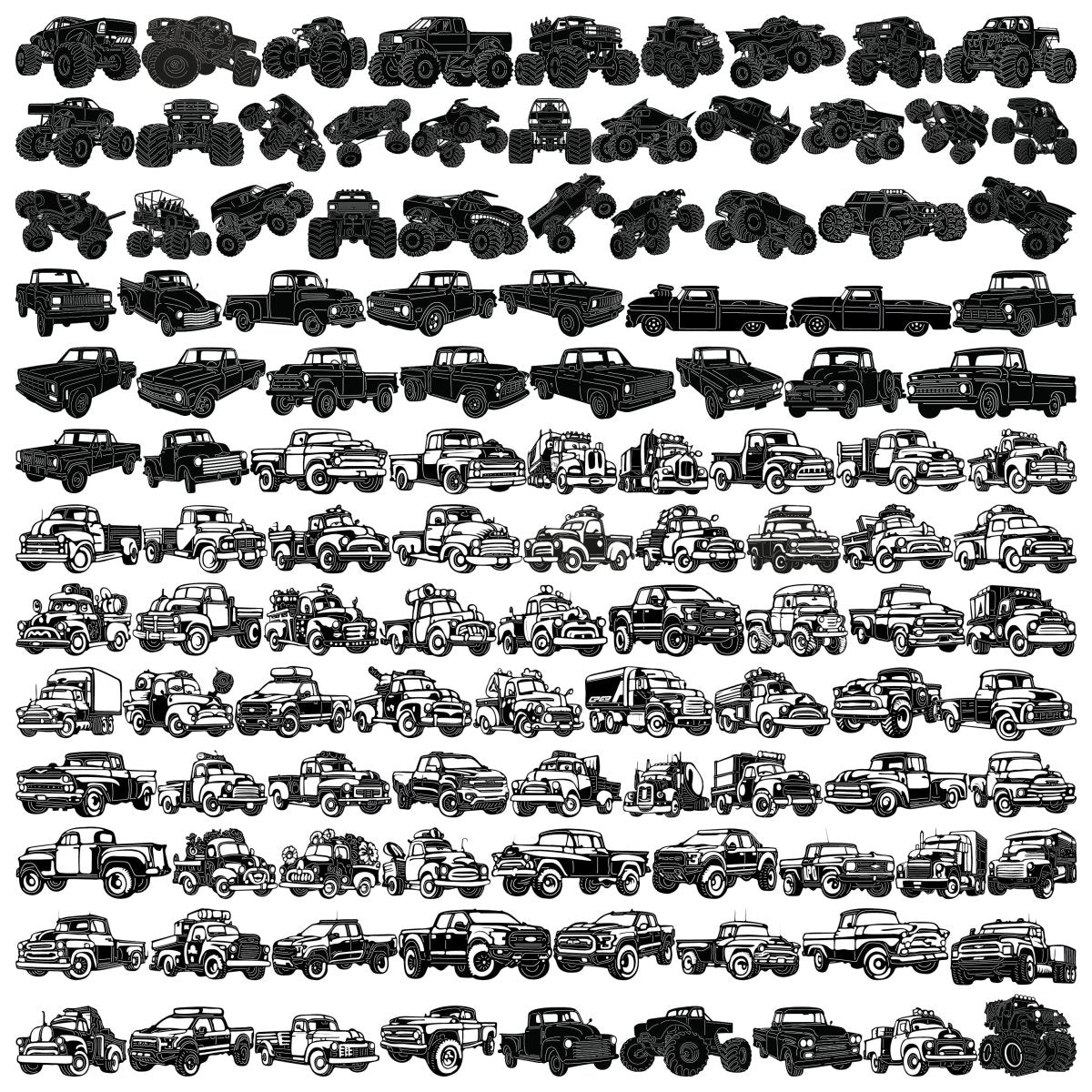 Pickup Trucks DXF Files Cut Ready for CNC Machines-DXFforCNC.com