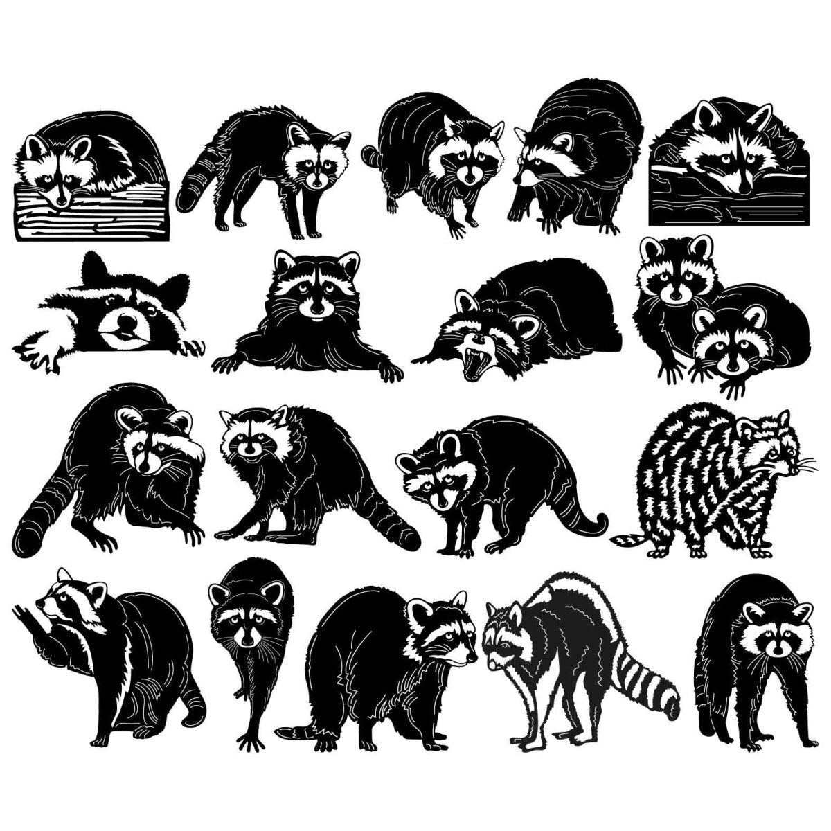 Raccoons-DXF files Cut Ready for CNC-DXFforCNC.com