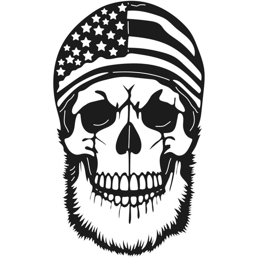 Skull Bearded with USA Flag 001