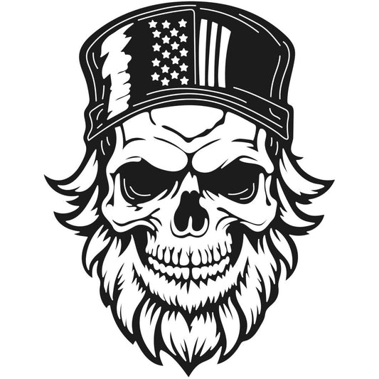 Skull Bearded with USA Flag 023